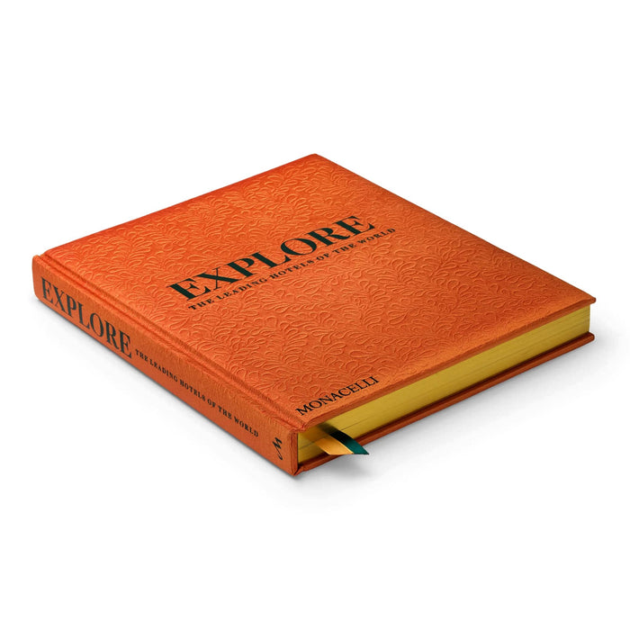 Orange hardback book with 'EXPLORE' embossed on the cover, on a white background.