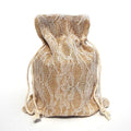 Faux Burlap Bags Lace Overlay, 5-Inch x 6-1/2-Inch, 6-Piece, Ivory