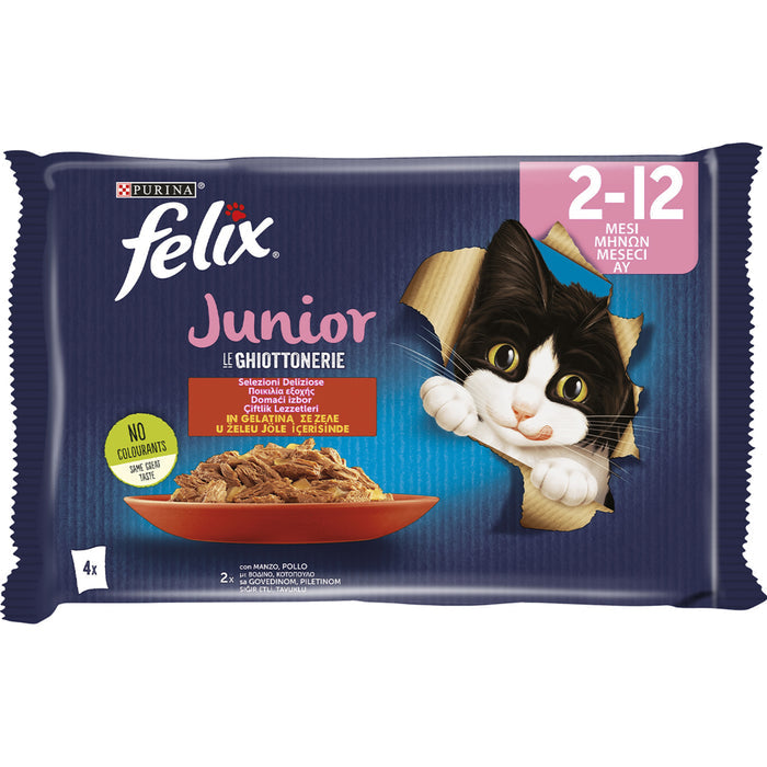 Felix Beef in Jelly Wet Cat Food is a convenient multipack designed for growing kittens and young cats.