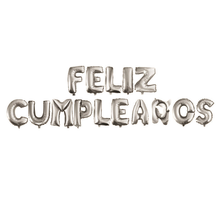Feliz Cumpleaños Text Foil Balloon, 16-Inch, 15-Piece