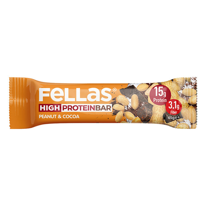 Fellas Peanut and Cacao High Protein Bar combines creamy peanuts with rich cocoa for a balanced, satisfying snack you can enjoy anytime.
