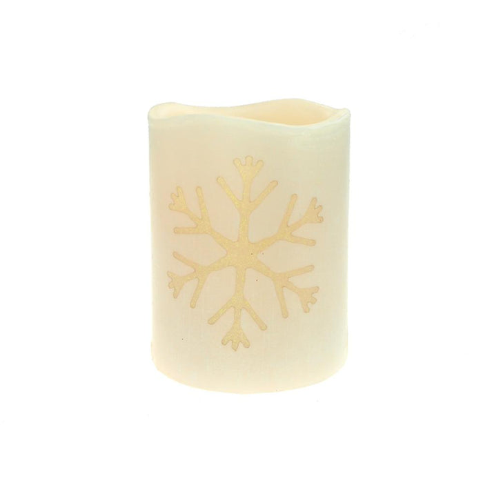 Flameless Essence Glow Snowflake LED Christmas Candle with Built-In Timer, Ivory, 3-1/2-Inch