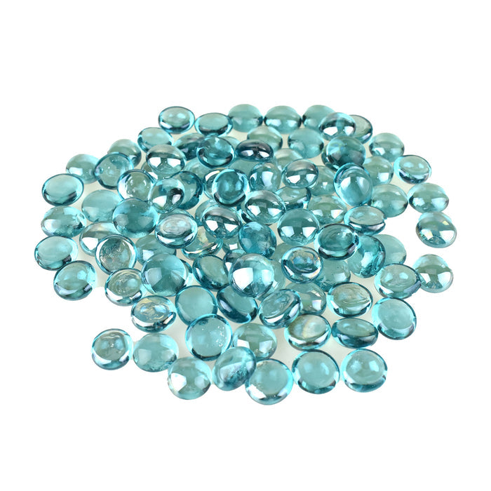 Flat Glass Marble Gems, 15-Ounce, 80-Count, Aqua