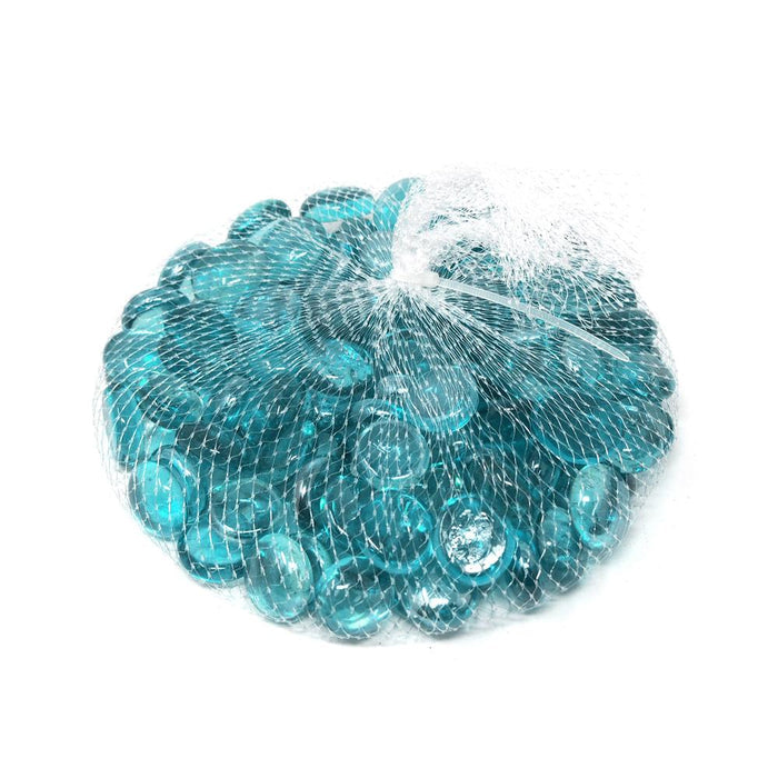 Flat Glass Marble Gems, 15-Ounce, 80-Count, Aqua