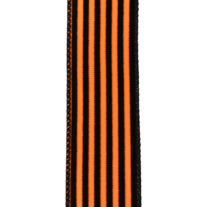 Flocked Halloween Cabana Stripes Wired Ribbon, 1-1/2-Inch, 10-Yard