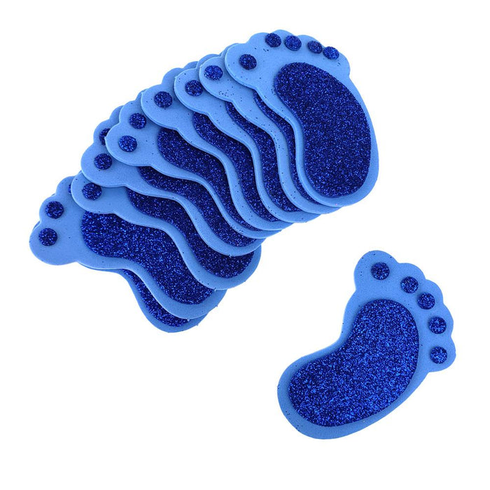 Foam Baby Footprint Cut-Outs, Blue, 2-3/4-Inch, 10-Piece