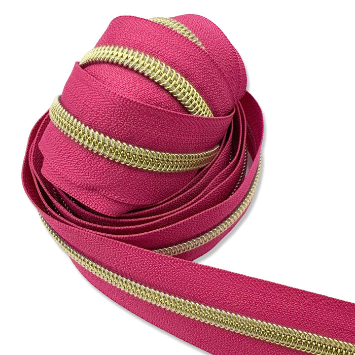 French Rose | #5 Light Gold Zipper by the Yard - 3 Yard Singles