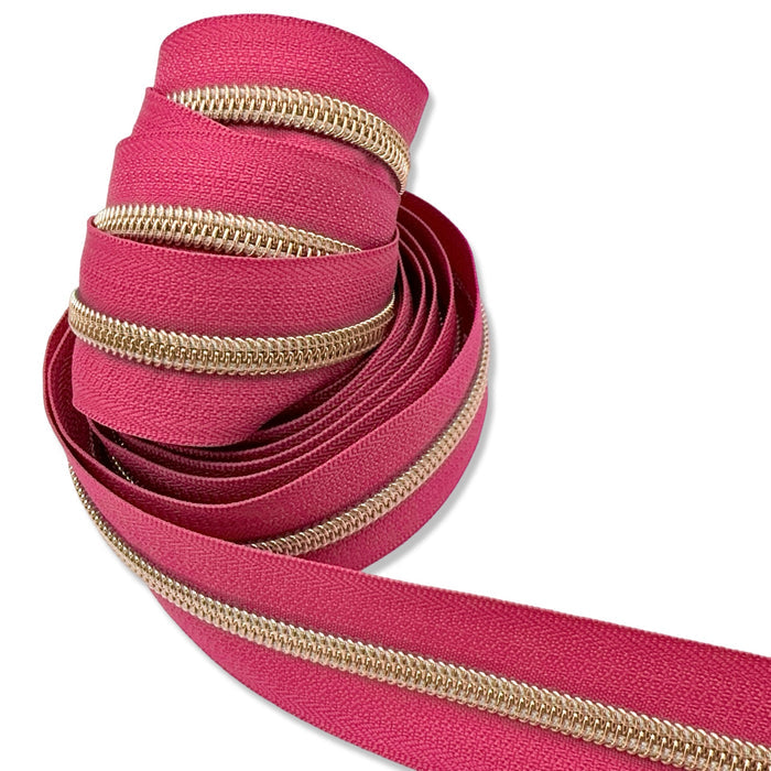 French Rose | #5 Rose Gold Zipper by the Yard - 3 Yard Singles