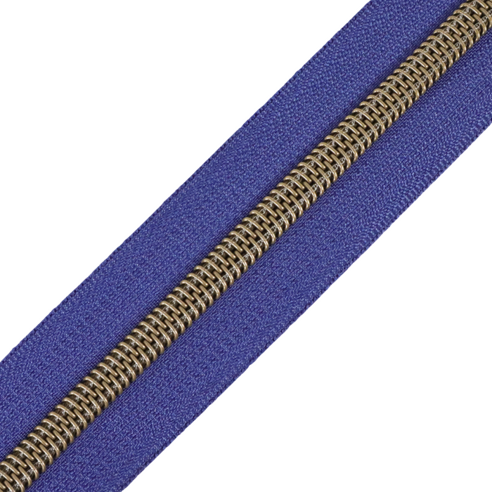 Future Dusk Blue | #5 Antique Gold Zipper by the Yard - 3 Yard Singles