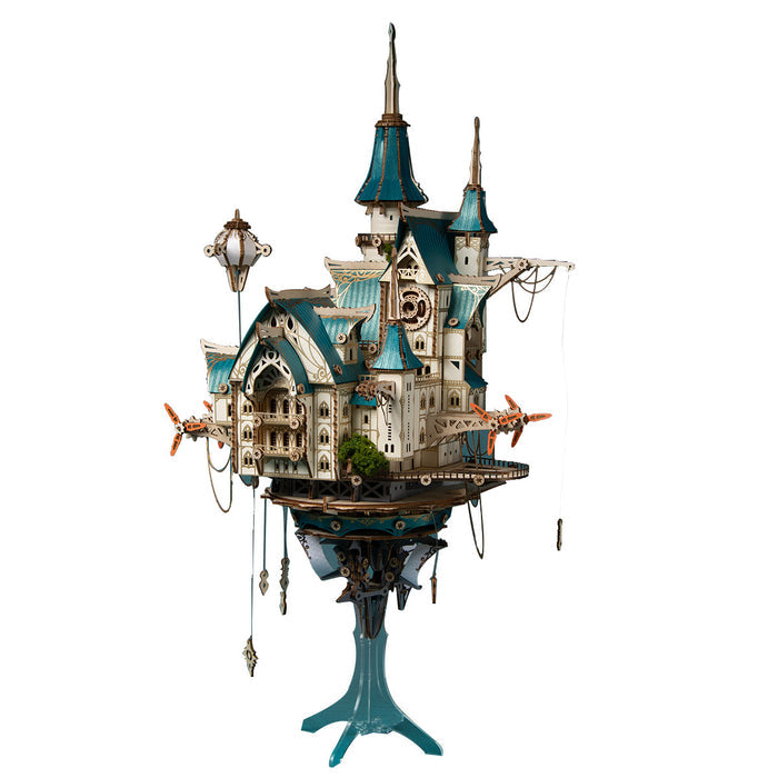 Futuristic Fantasy Steampunk Castle 3D Wooden Model Kit 699PCS with Led Light 40+cm Height