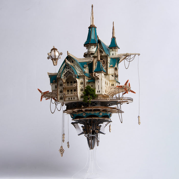 Futuristic Fantasy Steampunk Castle 3D Wooden Model Kit 699PCS with Led Light 40+cm Height