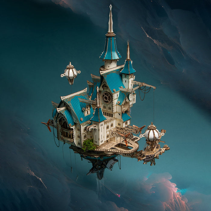 Futuristic Fantasy Steampunk Castle 3D Wooden Model Kit 699PCS with Led Light 40+cm Height