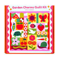 Garden Charms Quilt Kit packaging with colorful quilt design and text.