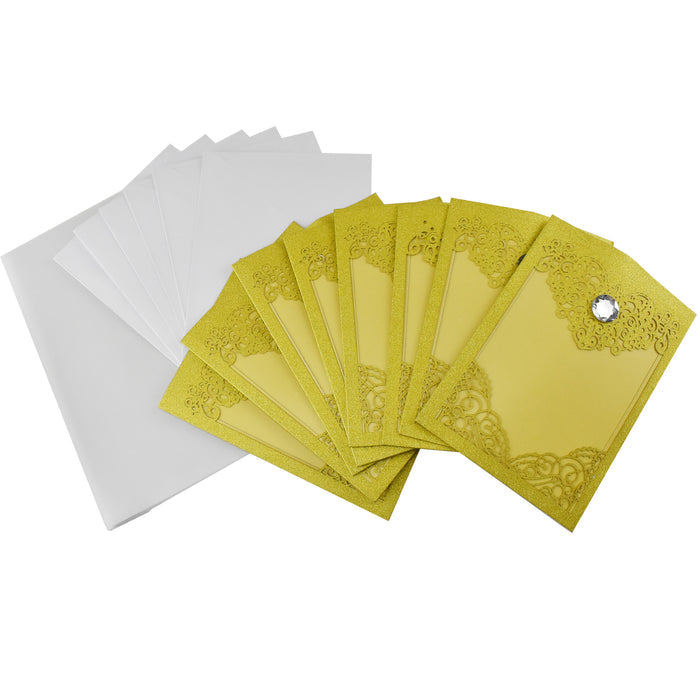 Gemstone Accent Laser Cut Blank Invitation, 6-3/4-Inch x 5-Inch