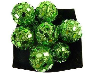 Glitter Disco Ornament Balls, 1-1/4-inch, 10-Piece, Apple Green