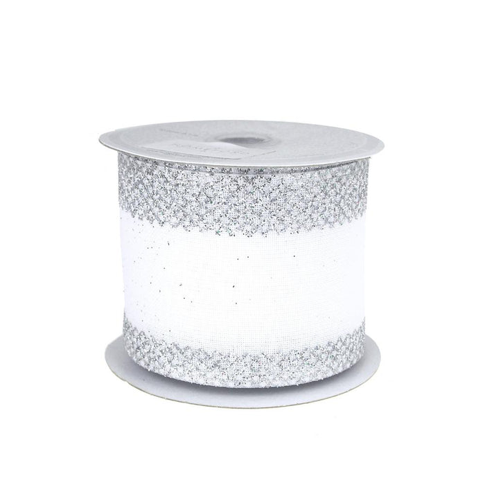 Glitter-Edge Criss-Cross Canvas Ribbon, 2-1/2-inch, 10 Yards