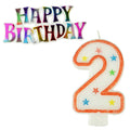 Glitter Number 2 Candle and Happy Birthday Sign, 3-3/8-Inch, 2-Piece