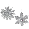 Glitter Snowflake Christmas Ornaments, Silver, 4-3/4-Inch, 2-Piece