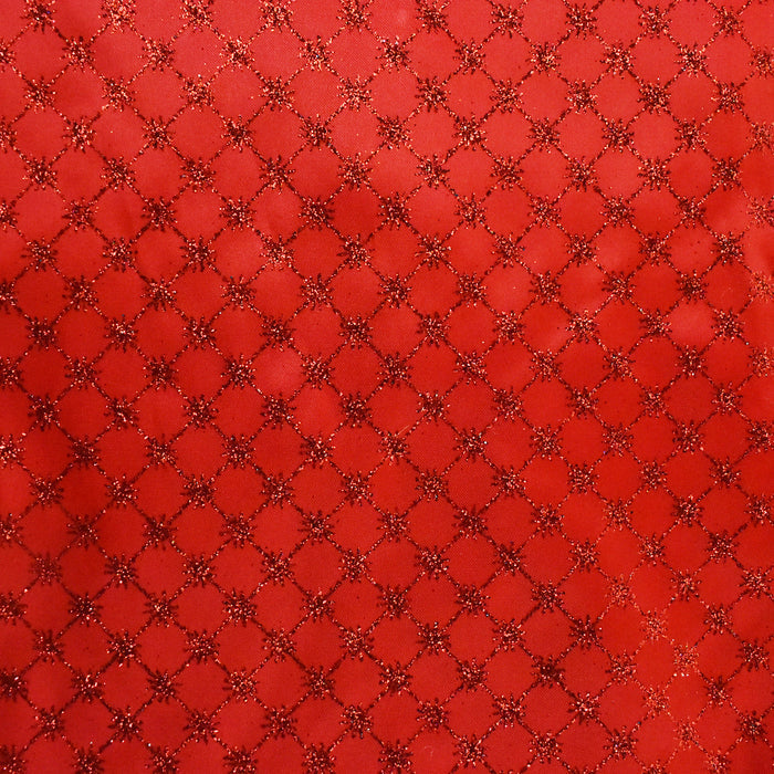 Glittered Starburst Diamonds Christmas Tree Skirt, 47-1/4-Inch - Red