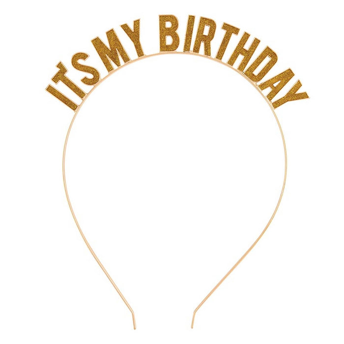 Slant "It's My Birthday" gold headband.