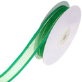 Gold-Lined Satin Edge Organza Ribbon, Emerald, 5/8-Inch, 25-Yard