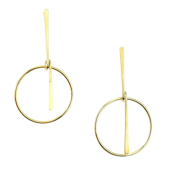 Gold Minimalist Bar Hoop Drop Earrings, 3-Inch