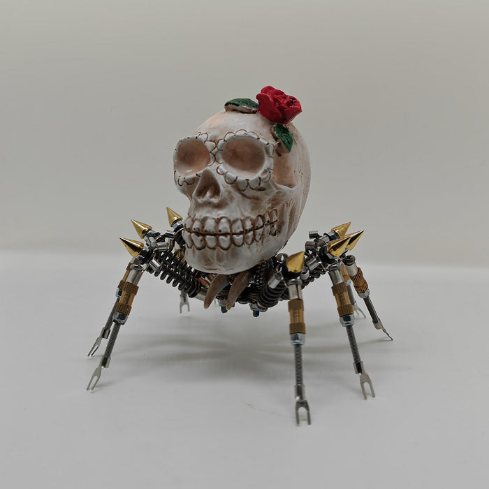 Gothic Spider Skull Lights with Red Rose 3D Metal Puzzle Kits Spooky Halloween Gift