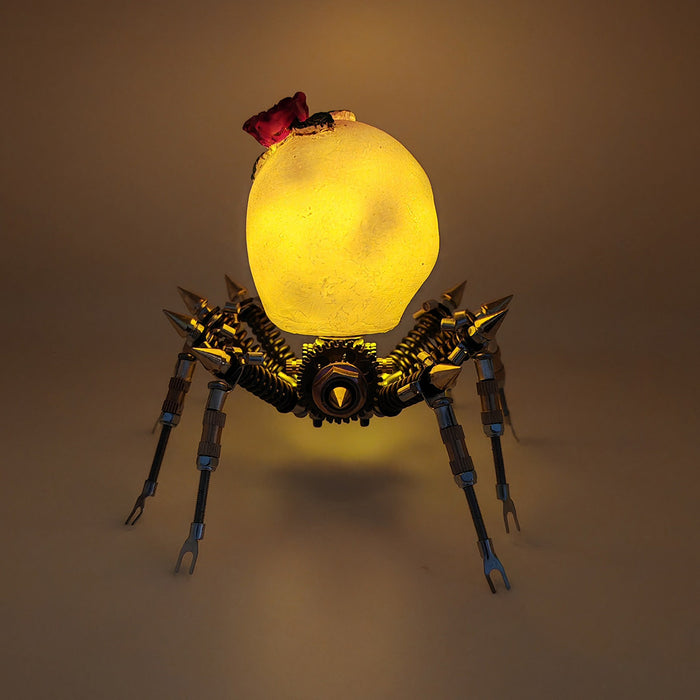 Gothic Spider Skull Lights with Red Rose 3D Metal Puzzle Kits Spooky Halloween Gift