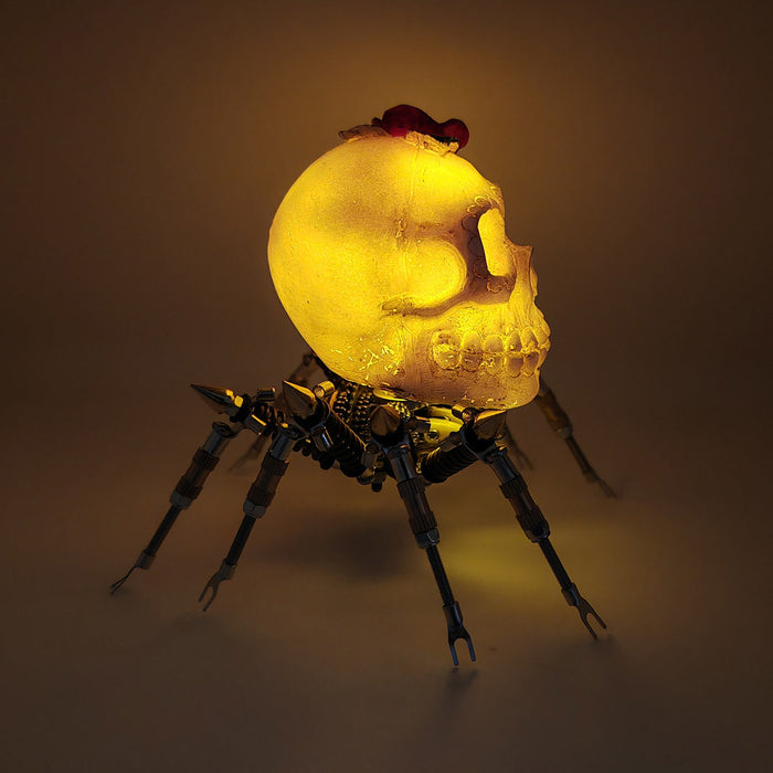Gothic Spider Skull Lights with Red Rose 3D Metal Puzzle Kits Spooky Halloween Gift