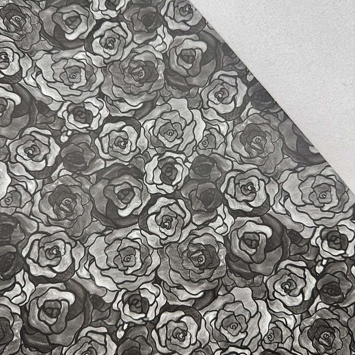 Grayscale Stained Glass Roses | 18" Luxe Vinyl Roll - Mid-Weight