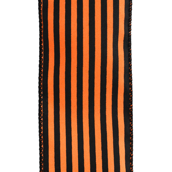 Halloween Cabana Stripes Satin Wired Ribbon, 2-1/2-Inch, 10-Yard
