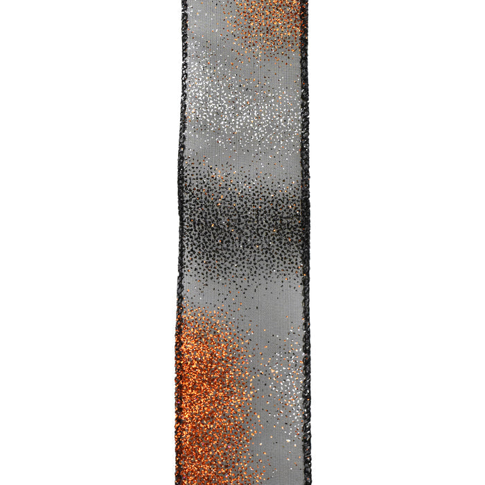 Halloween Glittered Ombre Sheer Wired Ribbon, 1-1/2-Inch, 10-Yard