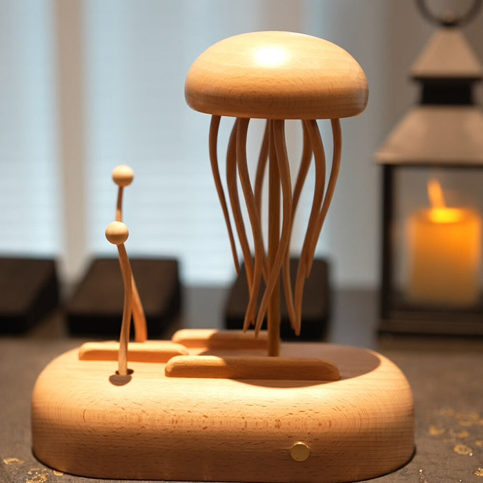 Hand Crafted Wooden Kinetic Jellyfish Bionic Ocean Automata  Model