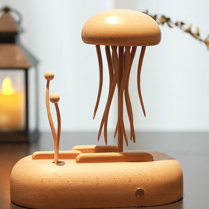 Hand Crafted Wooden Kinetic Jellyfish Bionic Ocean Automata  Model