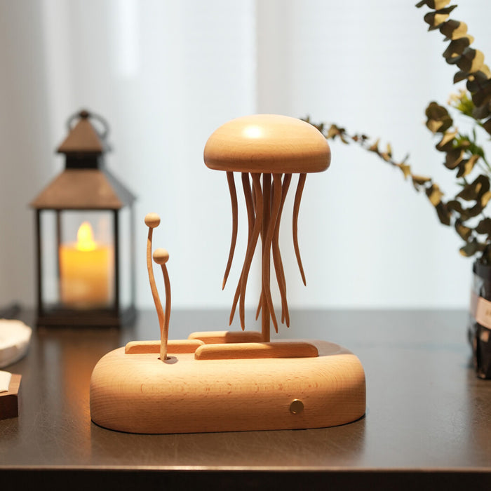 Hand Crafted Wooden Kinetic Jellyfish Bionic Ocean Automata  Model