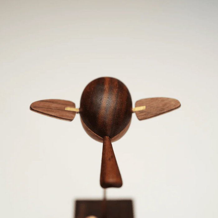 Handcarved Wooden Long-Tailed Tit Automata Mechanical Sculpture