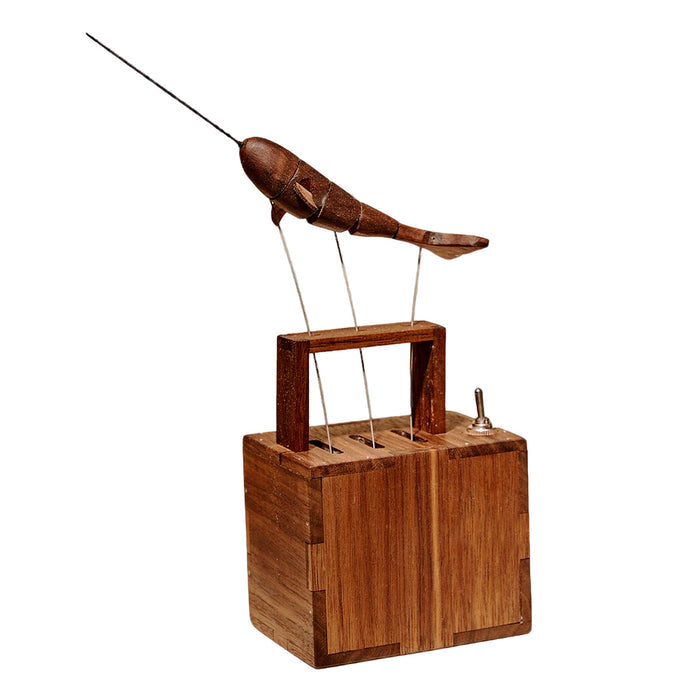 Handcrafted Wooden Whale with Music Box Mechanical Automaton Sculpture