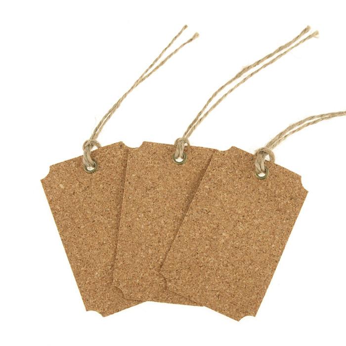 Hanging Cork Tags, Rectangle, 3-1/2-inch, 3-Piece