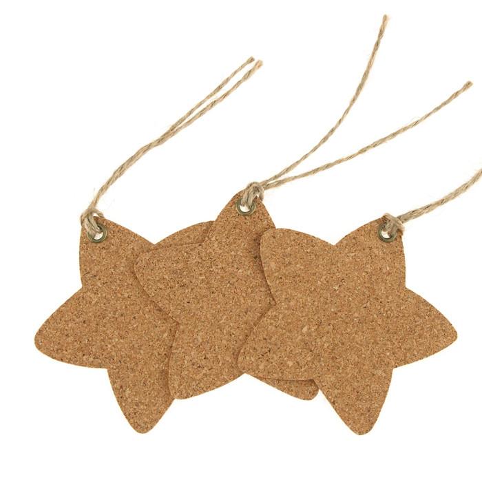 Hanging Cork Tags, Star, 3-inch, 3-Piece