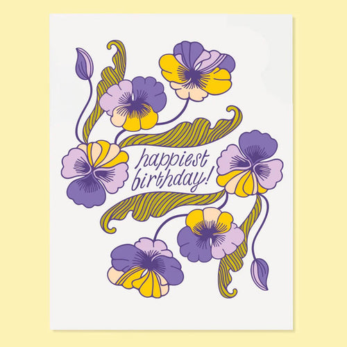 "Happiest Birthday!" Pansy Greeting Card
