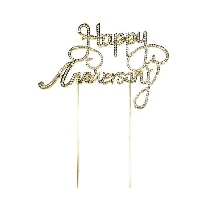 Happy Anniversary Rhinestone Cake Topper, 6-1/2-Inch
