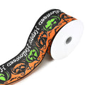 Happy Halloween Linen Wired Edge Ribbon, Orange/Black, 2-1/2-Inch, 10-Yard