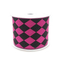 Harlequin Diamond Poly Ribbon, 2-1/2-inch, 10-yard, Hot Pink/Black