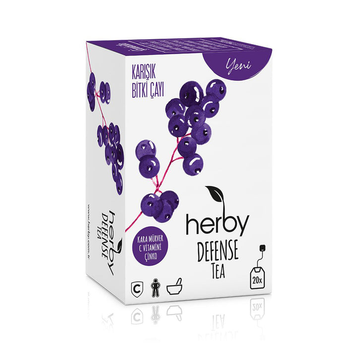 Herby Defense Tea Kara Mürverli is a carefully crafted herbal blend with elderberry, vitamin C, and zinc, designed to support your daily wellness routine.