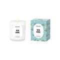 Homesick 'New Home' mini candle with illustrated blue box packaging on a white background.