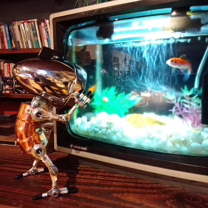 Industrial Style Table Lamp Man Figure 3D Steampunk Handmade Metal Models with Light