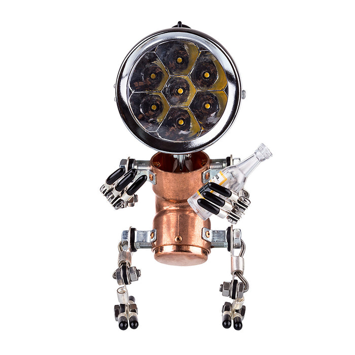 Industrial Style Table Lamp Man Figure 3D Steampunk Handmade Metal Models with Light