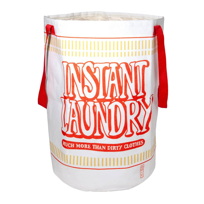 White laundry bag with red handles and 'Instant Laundry' text on a white background.