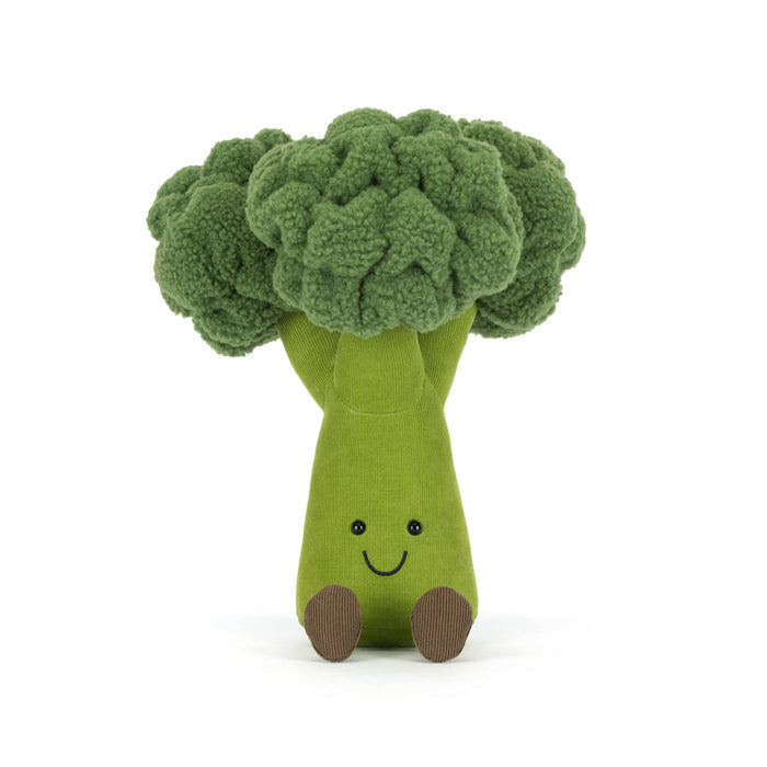 Jellycat Amuseables Broccoli plush toy, front view on a white background.