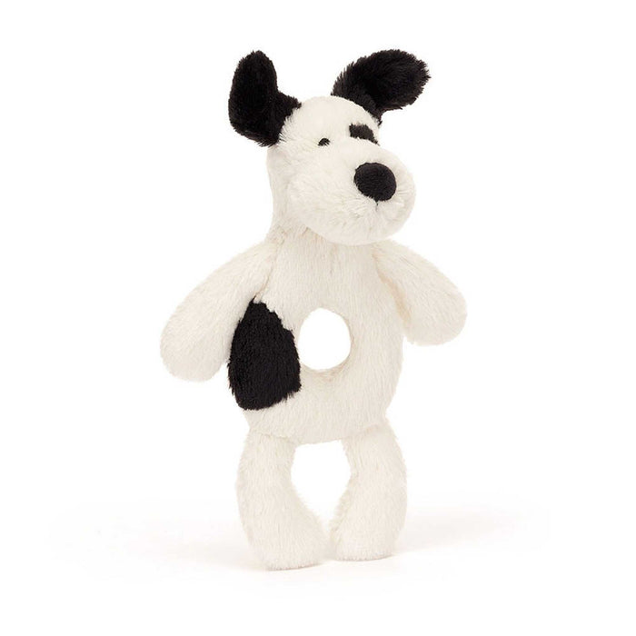 jellycat bashful black cream puppy ring rattle